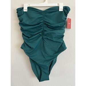 Andie The Pana One Piece Swimsuit XL Caribbean Teal Ruched Strapless NWT